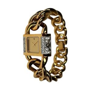 VTG 1989 Franklin Mint CZ Bezel Gold Chain Bracelet Watch